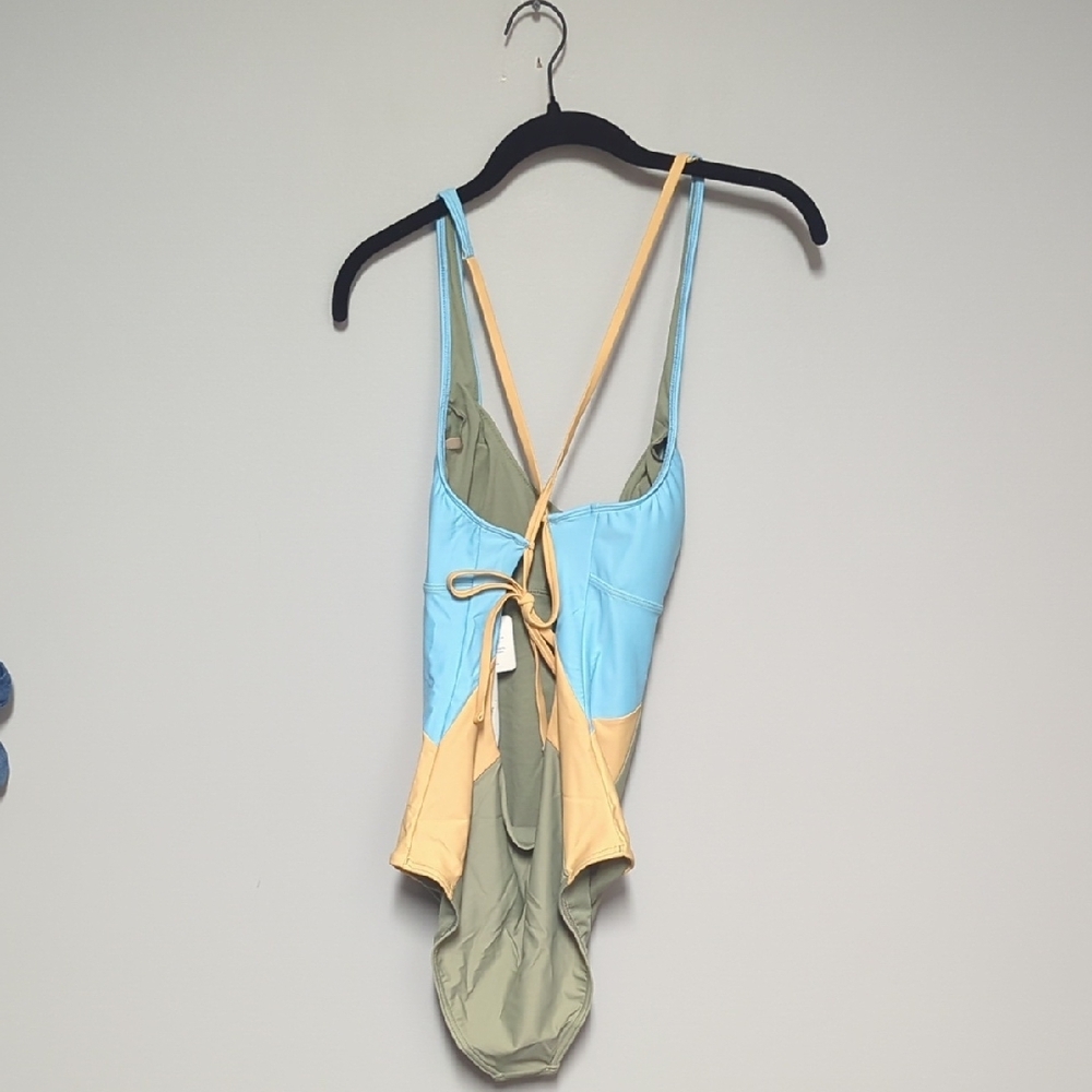 NWT Prana Green and Blue One Piece Swimwear with High-Leg Cut - Picture 2 of 4